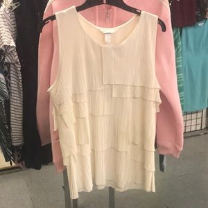 Christopher & Banks Tank Top White Ruffles - Size XL